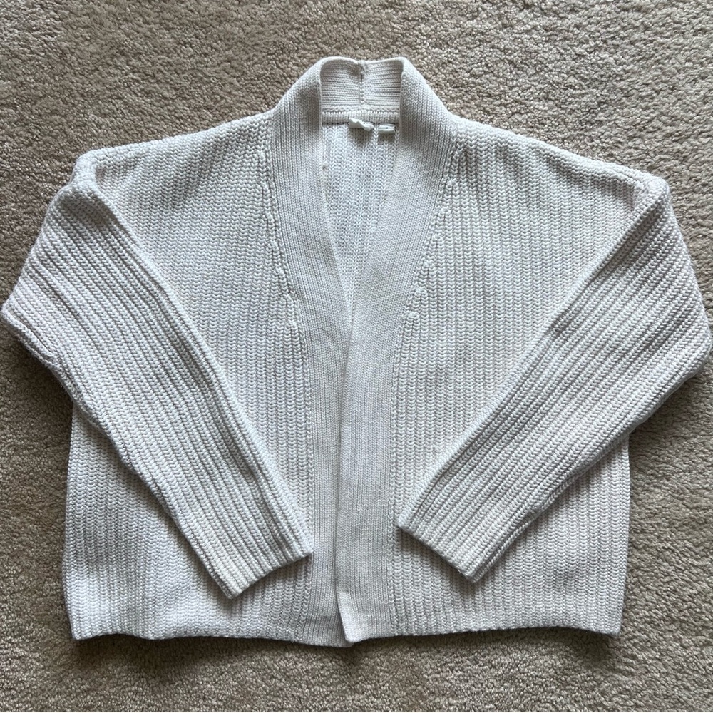 GAP Cream White Ribbed Cardigan Small